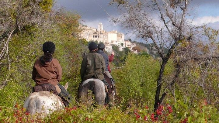 transhumance a cheval provence - village de Simiane la Rotonde